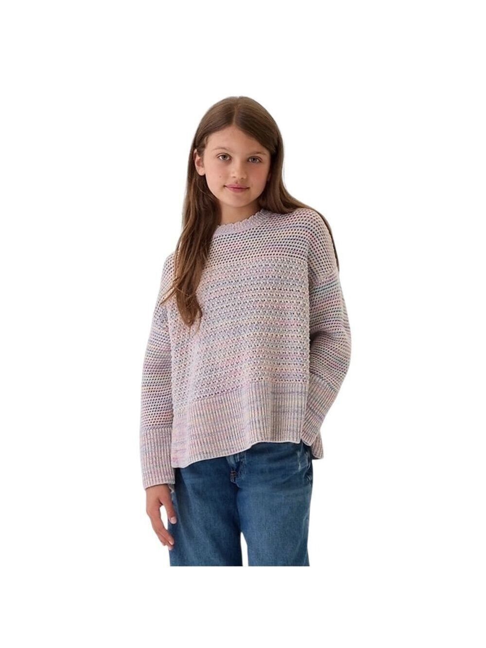 Gap Kids Crochet Boxy Sweater Pink Baby Blue Size XXL
